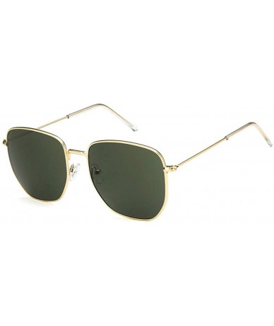 Square Unisex Sunglasses Fashion Gold Brown Drive Holiday Square Non-Polarized UV400 - Gold Green - CY18RI0THEG $9.38