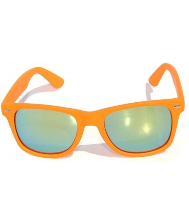 Wayfarer Retro Vintage Sunglasses Colorful Mirror Lens Matte Frame Many Colors - Orange - Green - CA11NI56OLP $8.30