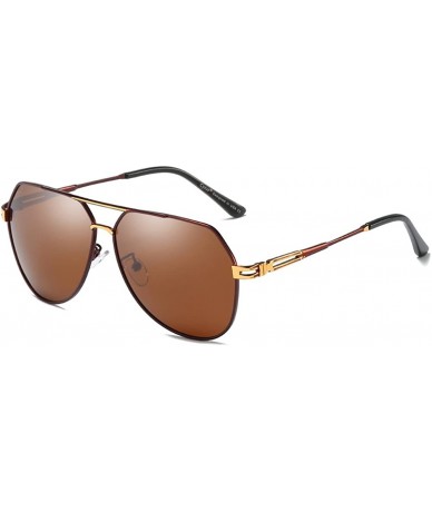 Round Polarized Sunglasses Aviator Protection - 1965 Gold Frame Brown Lens - C418EM09307 $9.75