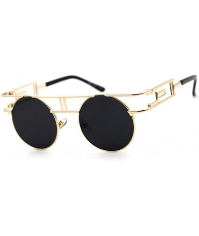 Round Luxury Sunglasses Over your Imagine Style Love It to Death Model Round Lens - Gold/Black - C511ZIRI8ZB $16.06