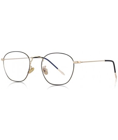 Aviator DESIGN Men/Women Fashion Rectangle Glasses Retro Blue Light Blocking C01 Black - C04 Black Gold - CD18XHG7REH $29.83
