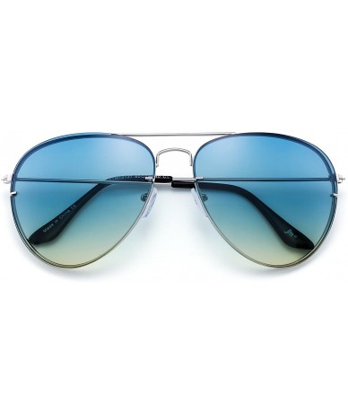 Aviator Classic Aviator Sunglasses Gradient Tinted Oceanic Lens Metal Shades Men Women - Silver / Green - C918EX8EN26 $16.46