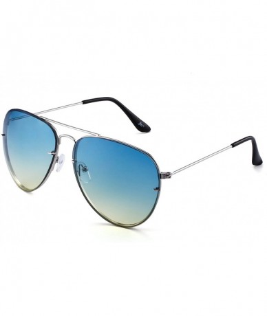 Aviator Classic Aviator Sunglasses Gradient Tinted Oceanic Lens Metal Shades Men Women - Silver / Green - C918EX8EN26 $16.46