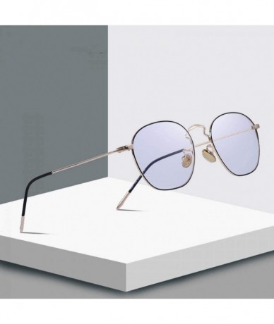 Aviator DESIGN Men/Women Fashion Rectangle Glasses Retro Blue Light Blocking C01 Black - C04 Black Gold - CD18XHG7REH $11.78