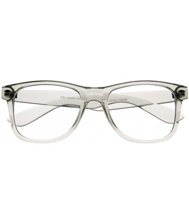 Wayfarer Clear Transparent Translucent Crystal Frame Clear Lens Horn Rimmed Glasses - Clear - CW116P3ANN1 $9.15