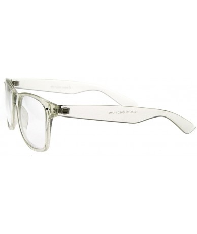 Wayfarer Clear Transparent Translucent Crystal Frame Clear Lens Horn Rimmed Glasses - Clear - CW116P3ANN1 $9.15