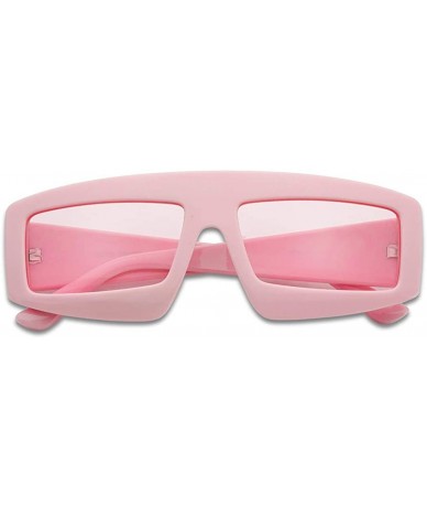 Goggle Futuristic Chunky Rectangular Sleek Sunglasses Retro Unisex Style Assorted Color Glasses - Pink Frame - Pink - CH18L3L...