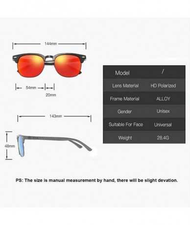 Sport Semi Rimless Sunglasses Polarized for Men Women- Classic Retro Half Frame Sunglasse with Metal Rivets - Black Red - CF1...
