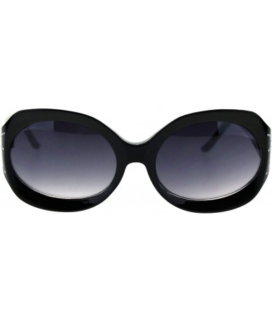 Round Womens Vintage Fashion Sunglasses Round Oval Beveled Frame UV 400 - Black (Smoke) - C218W7625QK $9.38