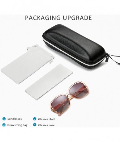 Oversized Sunglasses Women Gradient Mirrored Polarized UV protection-Oversized Diamond Rhinestone Outdoor Travel Gift box - C...