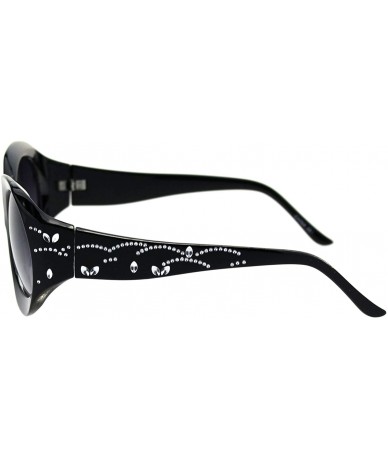 Round Womens Vintage Fashion Sunglasses Round Oval Beveled Frame UV 400 - Black (Smoke) - C218W7625QK $9.38
