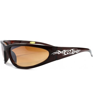 Sport Motorcycle Biker Cycling Running Golf Cool Wrap Around Sport Sunglasses - Brown - C6189RGSTT7 $15.39