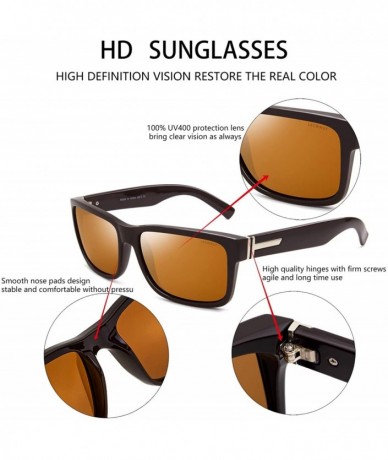 Square Vintage Polarized Sunglasses for Men Women Retro Oversized Square Mirror Sun Glasses - L9 Brown Lens/Brown Frame - CE1...