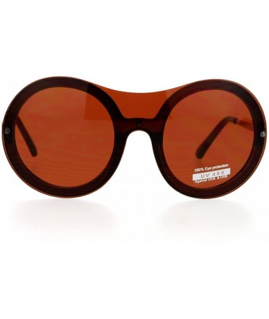 Round Retro Unique Shield Round Rimless Womens Sunglasses - All Brown - C612H78YSZH $13.73