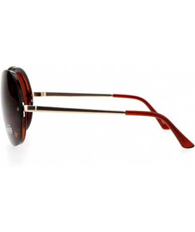 Round Retro Unique Shield Round Rimless Womens Sunglasses - All Brown - C612H78YSZH $13.73