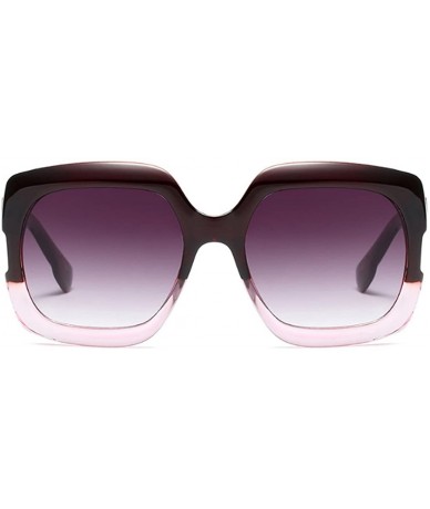 Oval Sunglasses Oversized Rectangular Frame Women's Fashion Sun Resin frame - Brown Pink - CX18DWEDDNX $12.20