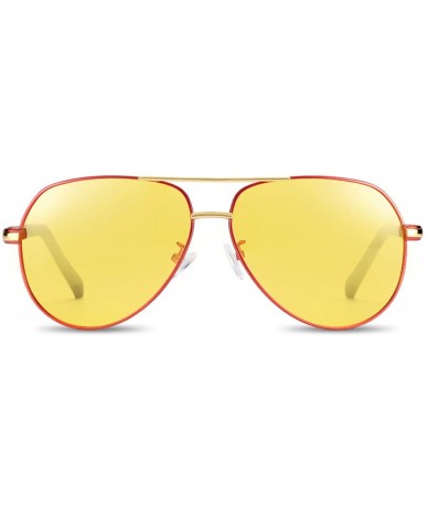Goggle Polarized Aviator Sunglasses/Night Vision Glasses for Driving Men Women - Rednight - C3194YULO4K $43.78