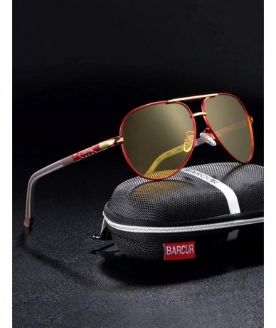 Goggle Polarized Aviator Sunglasses/Night Vision Glasses for Driving Men Women - Rednight - C3194YULO4K $23.62
