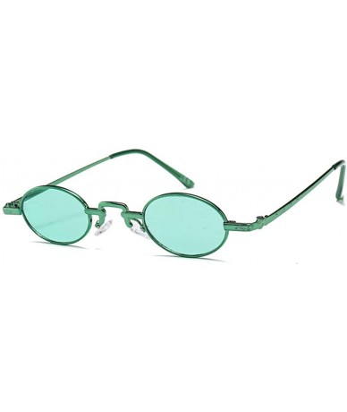 Round Unisex Vintage Oval Glasses Small Metal Frames Sunglasses UV400 - Green - CB18NL9YNZA $10.39