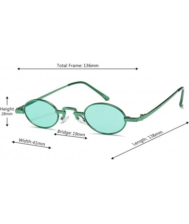 Round Unisex Vintage Oval Glasses Small Metal Frames Sunglasses UV400 - Green - CB18NL9YNZA $10.39