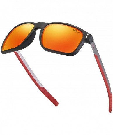 Sport Polarized Sports Sunglasses Square Glasses for Men Women Running Cycling Fishing Golf Baseball - Red - CB18M9L7XDI $19.61
