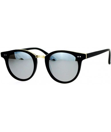 Round Vintage Retro Unisex Fashion Sunglasses Round Horn Rim Double Frame - Matte Black (Silver Mirror) - CI187C725QC $10.48