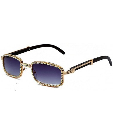 Square Diamond Sunglasses Vintage Glasses Fashion - Gold&gray - CL1926ZD4C6 $14.46