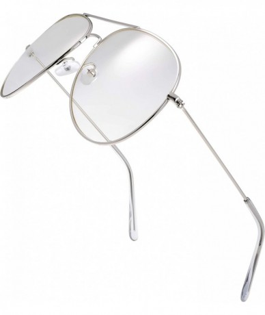 Aviator Clear Lens XL Oversized Aviator Sunglasses and Necklace Eyeglass Chain Holder - 7-silver/Silver Chain-4 - CS1867DTCT0...