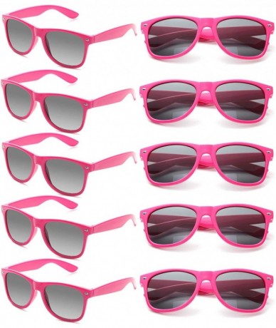 Square Wholesale Sunglasses Bulk for Adults Party Favors Retro Classic Shades 10 Pack - Hot Pink - CL18RI7G54G $29.85