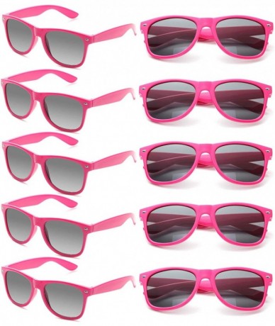 Square Wholesale Sunglasses Bulk for Adults Party Favors Retro Classic Shades 10 Pack - Hot Pink - CL18RI7G54G $11.78