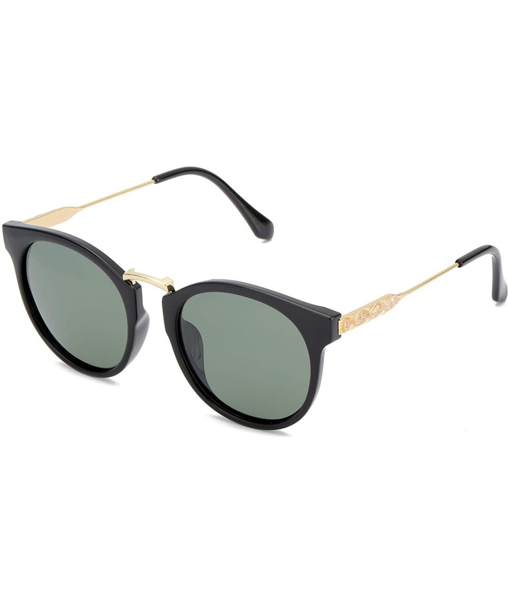 Oversized Retro Polarized Sunglasses for Women Round Frame with 100% UVA/UVB Protection - C118NN070R9 $21.05