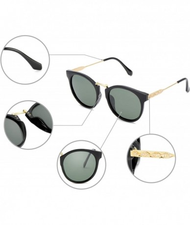 Oversized Retro Polarized Sunglasses for Women Round Frame with 100% UVA/UVB Protection - C118NN070R9 $21.05