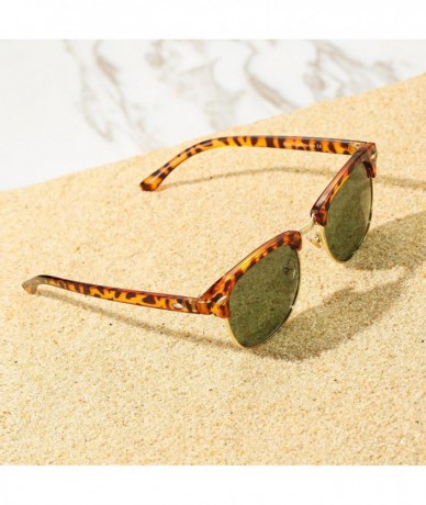 Rimless Polarized Sunglasses for Men and Women Semi Rimless Frame Driving Sun Glasses - C418DACAM7U $7.95