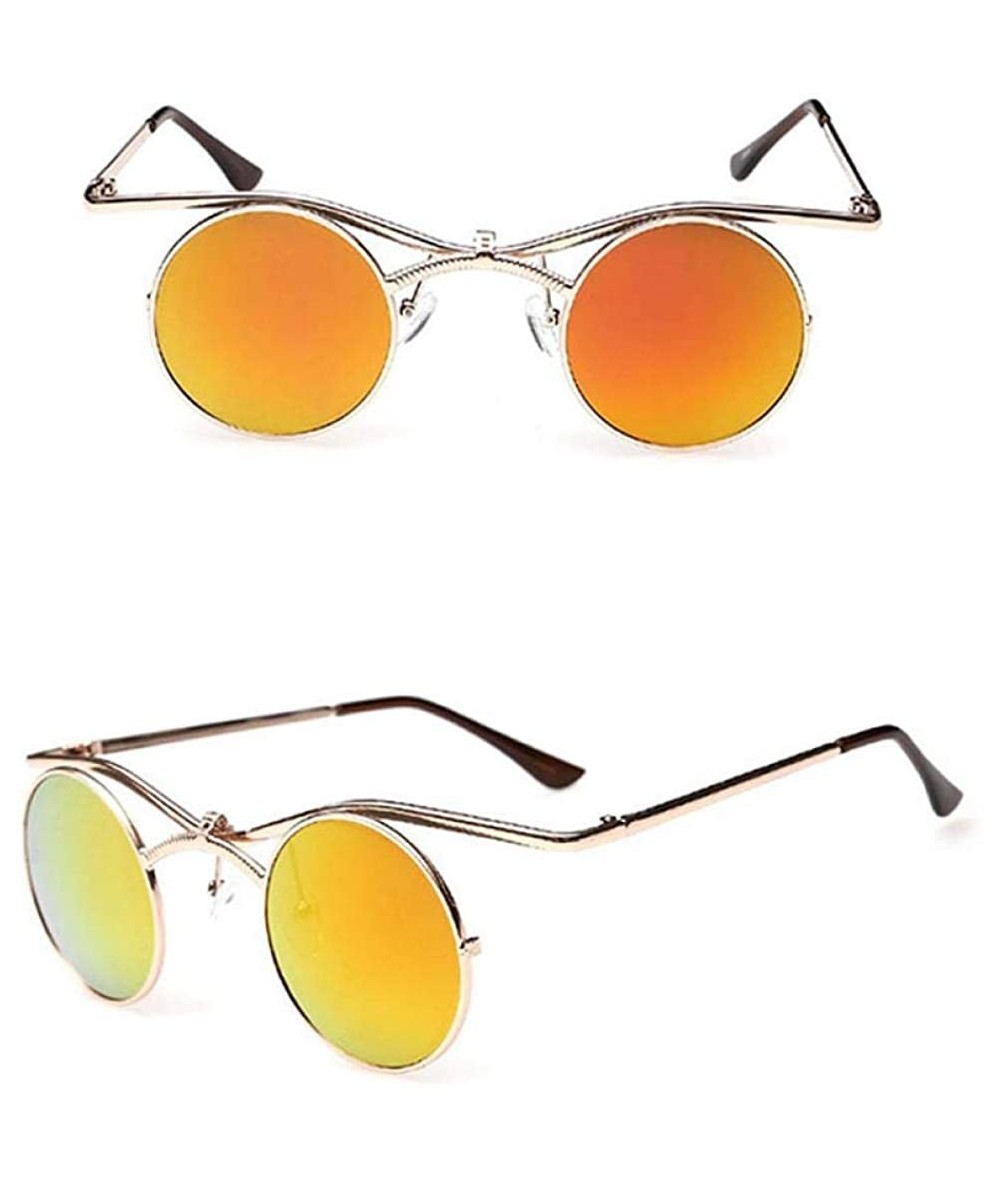 Aviator Gothic Men Women Sunglasses Gafas Round Metal Frame Steampunk C7 - C4 - CA18YQTXZG3 $11.72