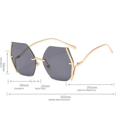 Sport Metal Frameless Sunglasses Men and Women Sunglasses Fashion Glasses - 5 - CB190S3GZD0 $24.87
