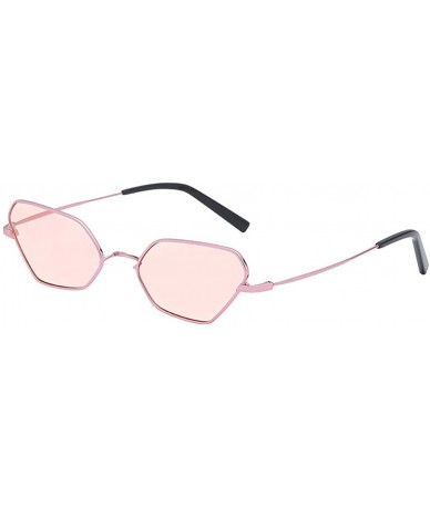 Rimless Polarized Glasses for Women - Metal Big Frame Sunglasses Irregular Shape Candy Color Mirror Lens Retro Eyeglasses - C...