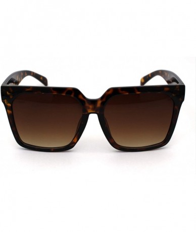 Rectangular Womens Horn Rim Boyfriend Plastic Squared Rectangle Sunglasses - Tortoise Gradient Brown - CG19CKGSK0S $10.17