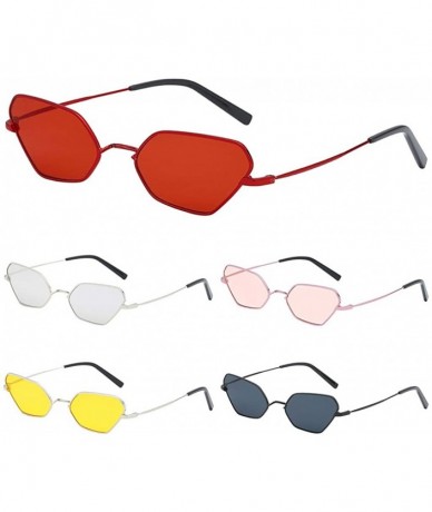 Rimless Polarized Glasses for Women - Metal Big Frame Sunglasses Irregular Shape Candy Color Mirror Lens Retro Eyeglasses - C...