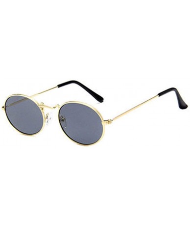 Sport Vintage Retro Oval Sunglasses Ellipse Metal Frame Glasses Trendy Fashion Shades - D - CI18UD43EGX $13.01