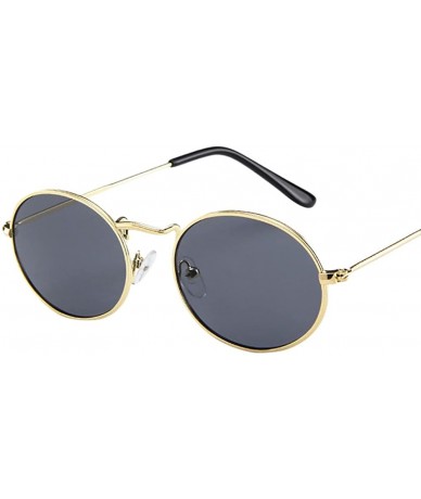 Sport Vintage Retro Oval Sunglasses Ellipse Metal Frame Glasses Trendy Fashion Shades - D - CI18UD43EGX $13.01