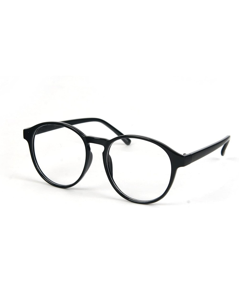 Wayfarer Clear Lens Round Wayfarer Eyeglasses P3045CL - Black - CV11BOS7COB $11.39