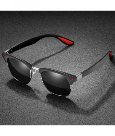 Goggle Men Polarized Sunglasses Half Frame Driving Sun Glasses for Men Women Retro Shades - 1 - C2194OKOX6T $29.03