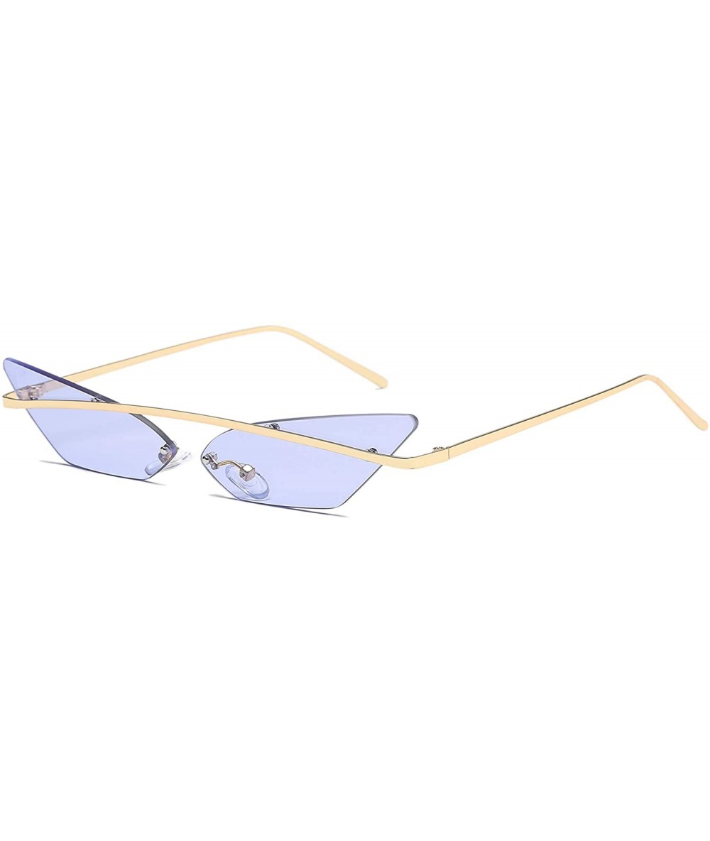 Rimless Fashion Rimless Small Cat Eye Sunglasses Mirror Lens Top Bridge Women Eyewear - Purple Clear Lens - CZ18U98NCKD $14.07
