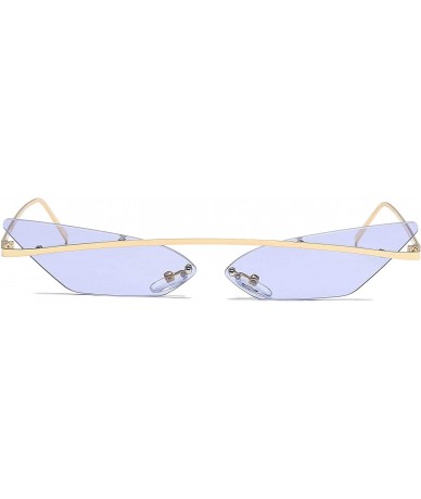 Rimless Fashion Rimless Small Cat Eye Sunglasses Mirror Lens Top Bridge Women Eyewear - Purple Clear Lens - CZ18U98NCKD $14.07