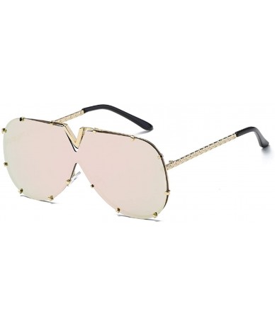 Oval Fashion V Oversized Sunglasses Men Women Mirror Driving Sunglass Eyewear Luxury Cool Metal Frame UV400 Sun - 3 - CK198AI...