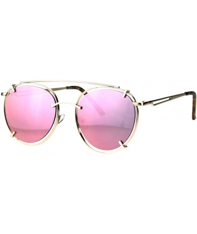 Aviator Pink Mirrored Lens Sunglasses Vintage Retro Fashion Round Aviator UV 400 - Gold - CB187HYGRKA $9.53