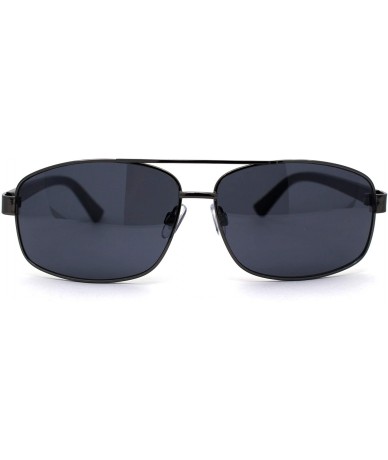 Rectangular Xloop Mens Metal Rim Narrow Rectangular Pilots Sunglasses - Gunmetal Shiny Black - C41966M25NC $12.78