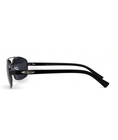Rectangular Xloop Mens Metal Rim Narrow Rectangular Pilots Sunglasses - Gunmetal Shiny Black - C41966M25NC $12.78