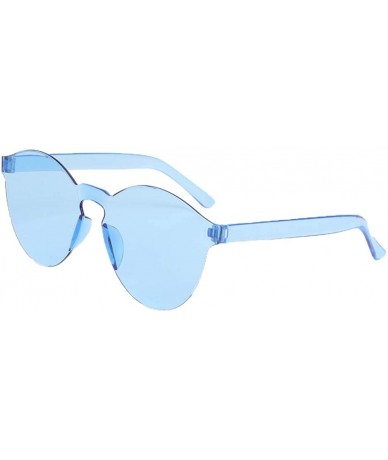 Oversized Frameless Transparent Glasses Europe and America Candy Color Couple Sunglasses 2019 Fashion - Blue - CD18TH7G2HK $7.15