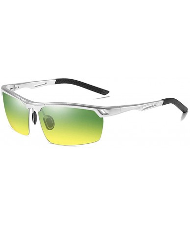 Goggle Fashion Glasses dual use Polarized Sunglasses - Silver Frame Day and Night - C318QZTZYD8 $13.32